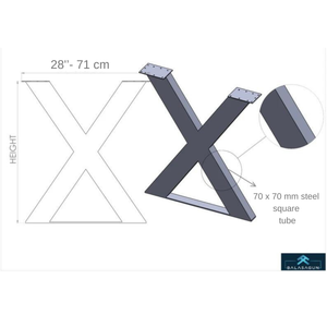 x frame table legs widht 28''