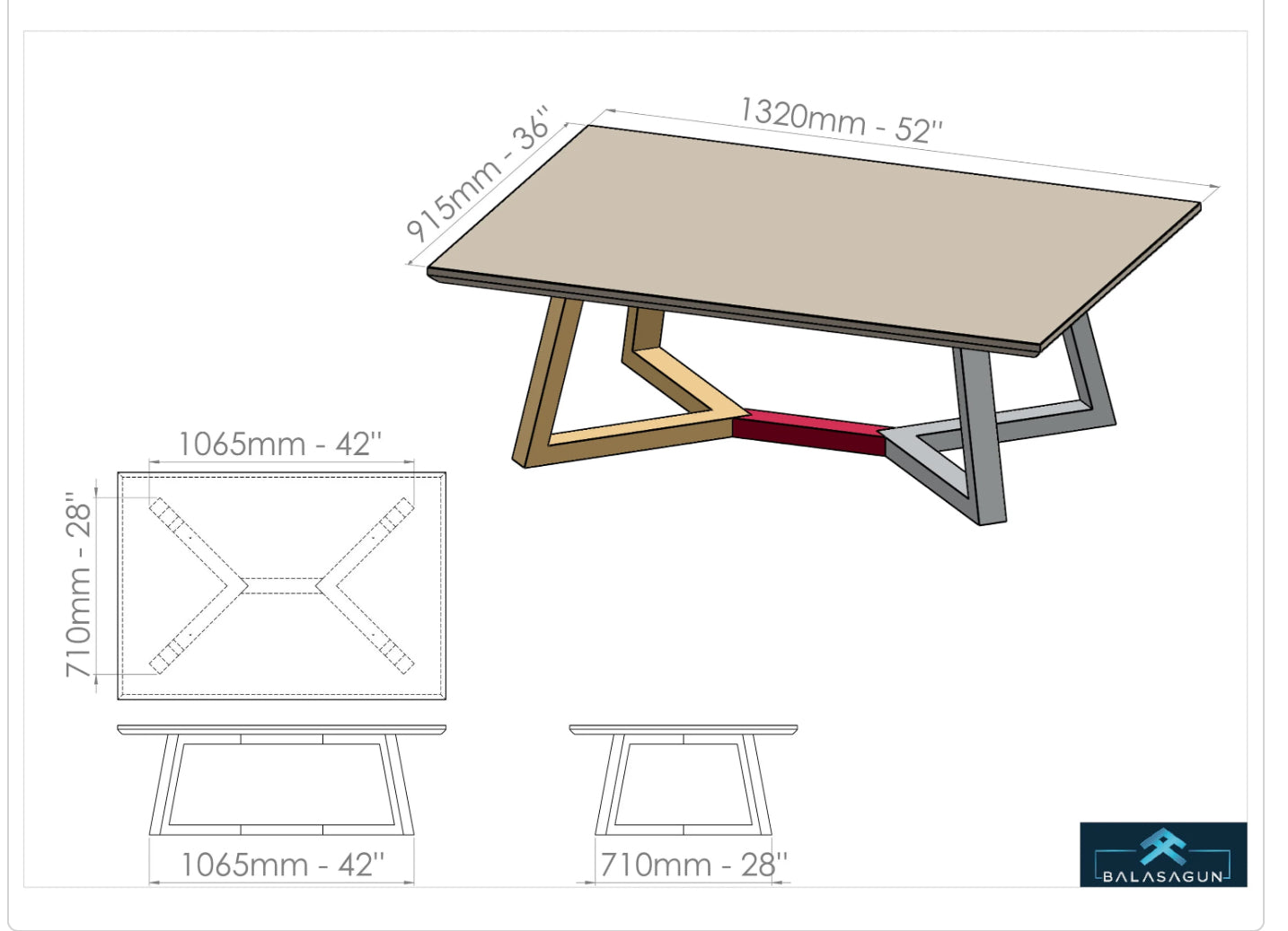 Trapezoid Steel Coffee Table Base | GOKA S1