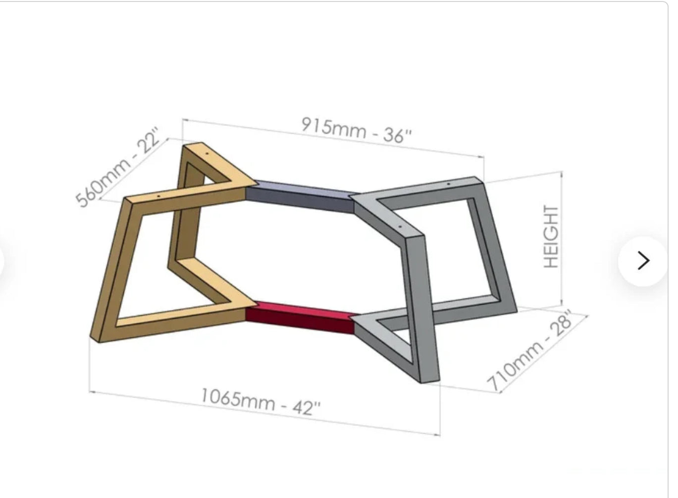 Trapezoid Steel Coffee Table Base | GOKA S1