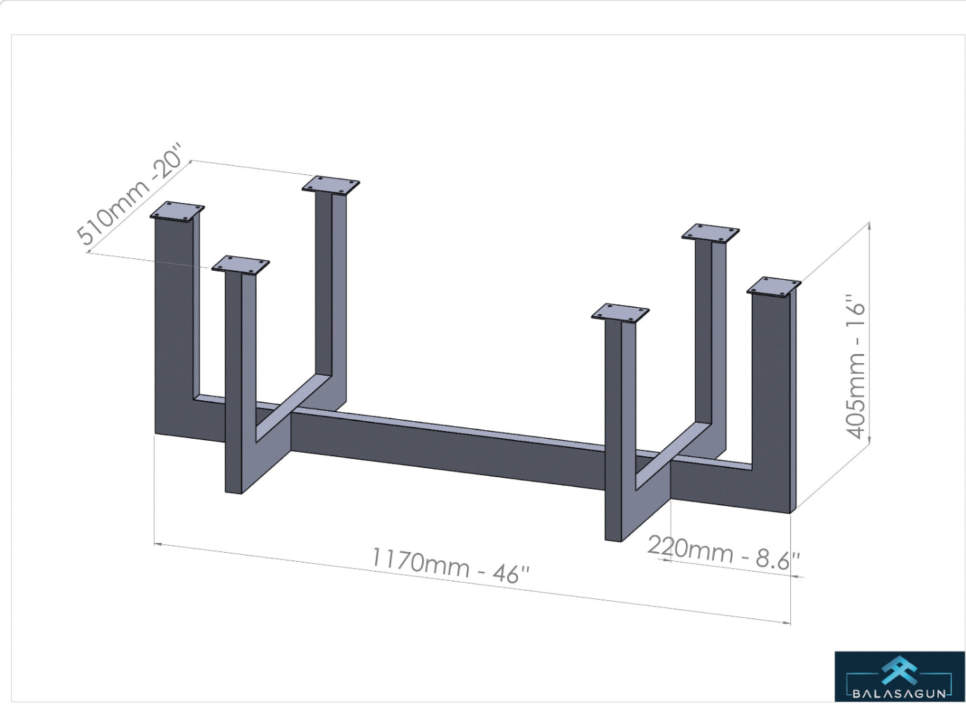 Rectangular Metal Coffee Table Base | Steel Table Legs For Sofa Coffee Tables | HATTI