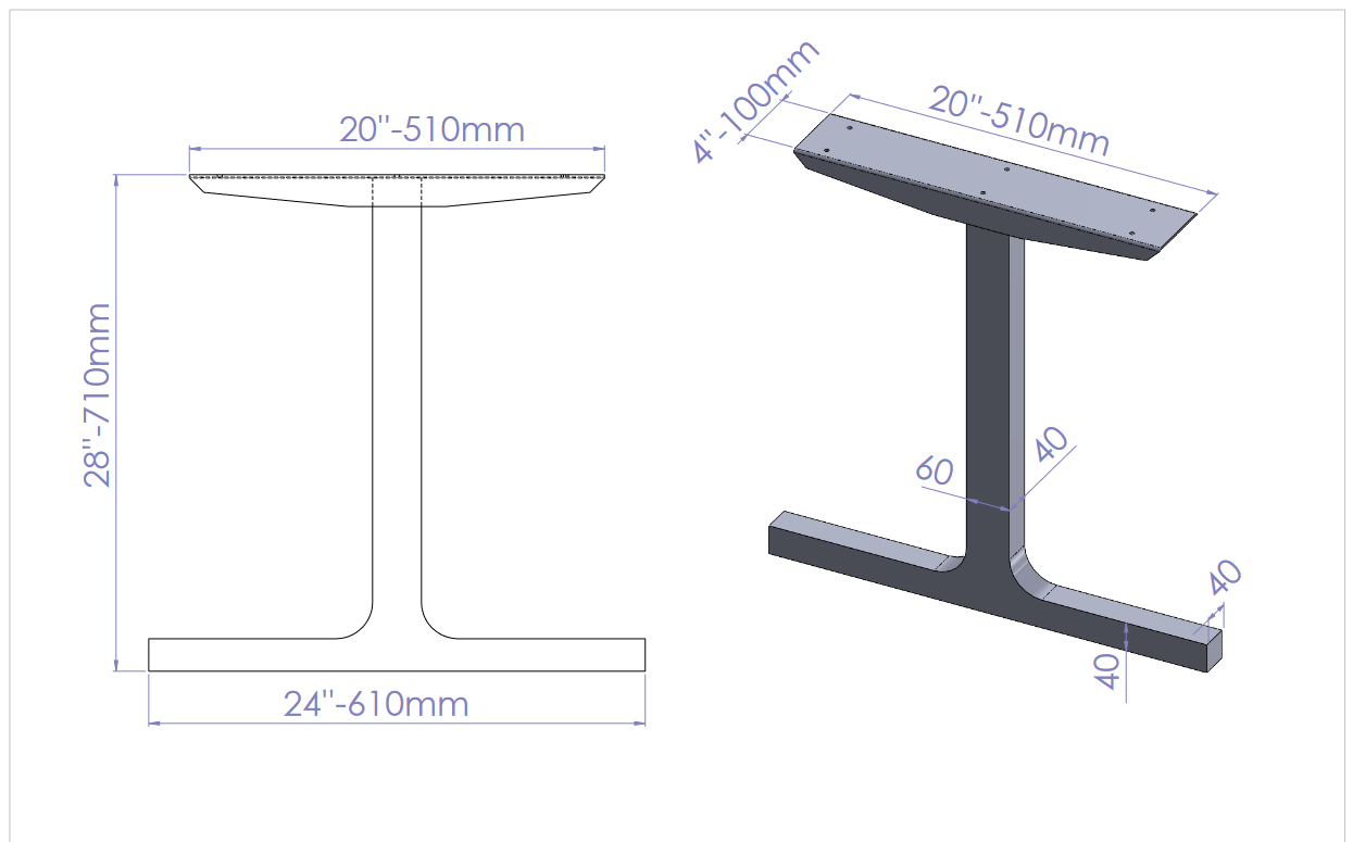 28" Single Bar Table Legs,height 26" 32" Set(2)