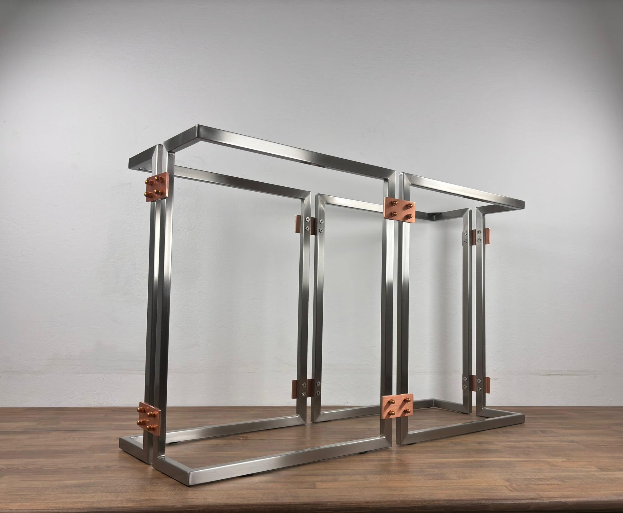 Modern CONSOLE Table Base | Stainless STEEL& Copper Entryway Furniture  Legs | SUTUN