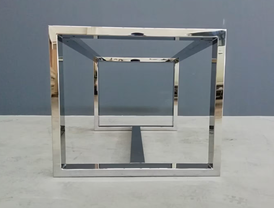 polished stainless steel table base 